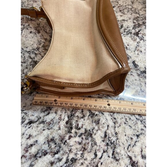 Liz Claiborne Shoulder Bag Beige Brown  Jute Cotton Blend Minimalist Preppy - Picture 10 of 10